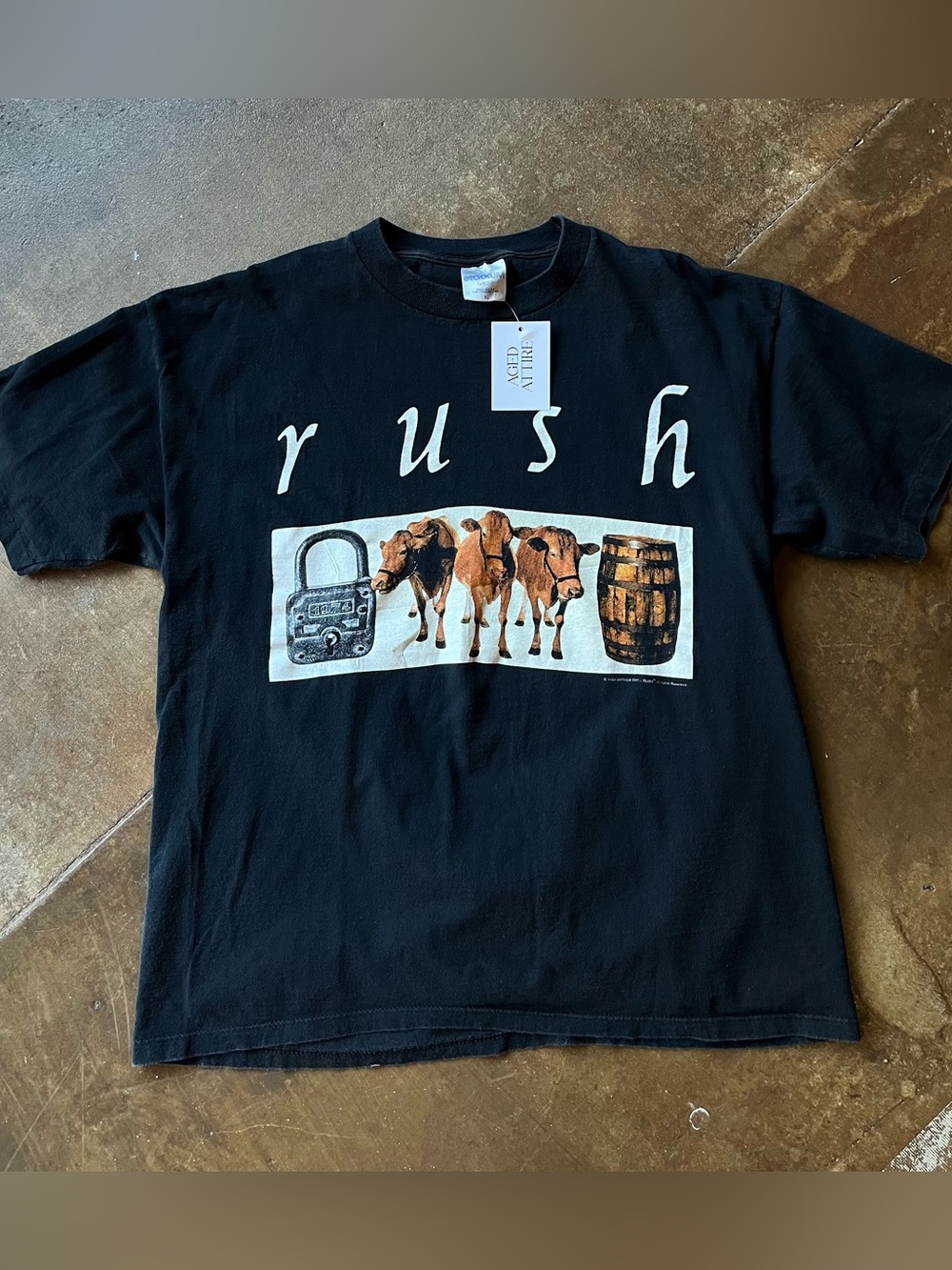 Rush Vintage 1992 Lock Stock Barrel Brockum Tag Double Sided Promo T-Shirt XL